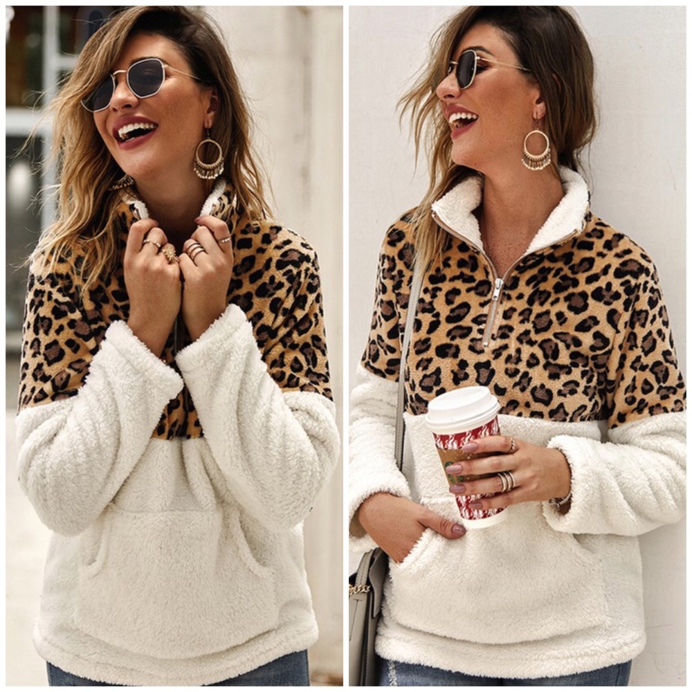 ❄️LAST2️⃣//LEOPARD FLEECE PULLOVER
